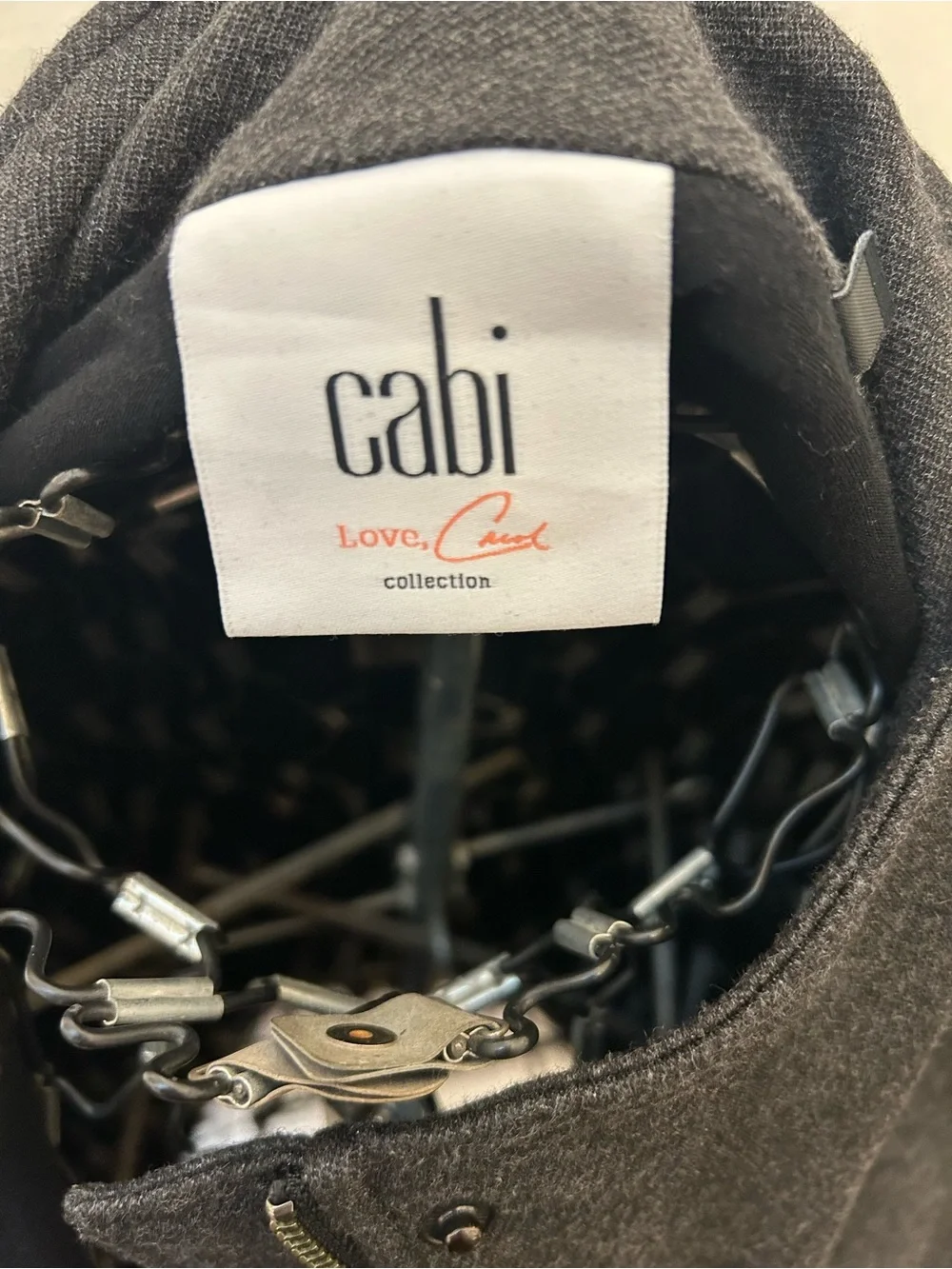 Cabi Gray Moto Jacket Large Mesh Back‎ Zip Detail Belted Sweater Jacket